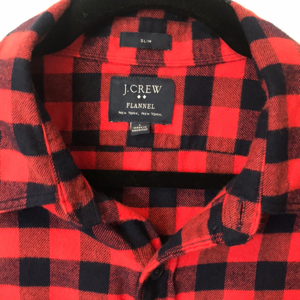 J. Crew Button-Up Red Plaid Flannel - Picture 2 of 6